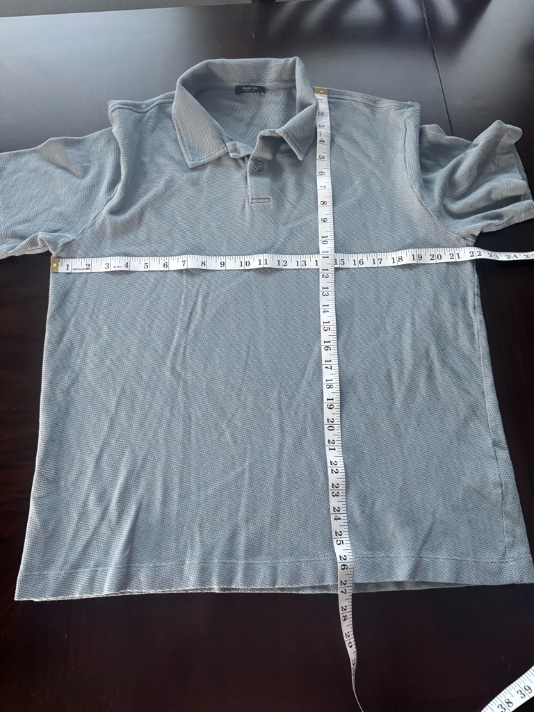 Euc Massimo Dutti Textured Polo Shirt Xxl Blue Gray Short Sleeve Cotton — image 8 of 8